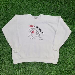 Vintage 80s Funny Pig Raglan Sweatshirt Womens XL/2XL 23x23